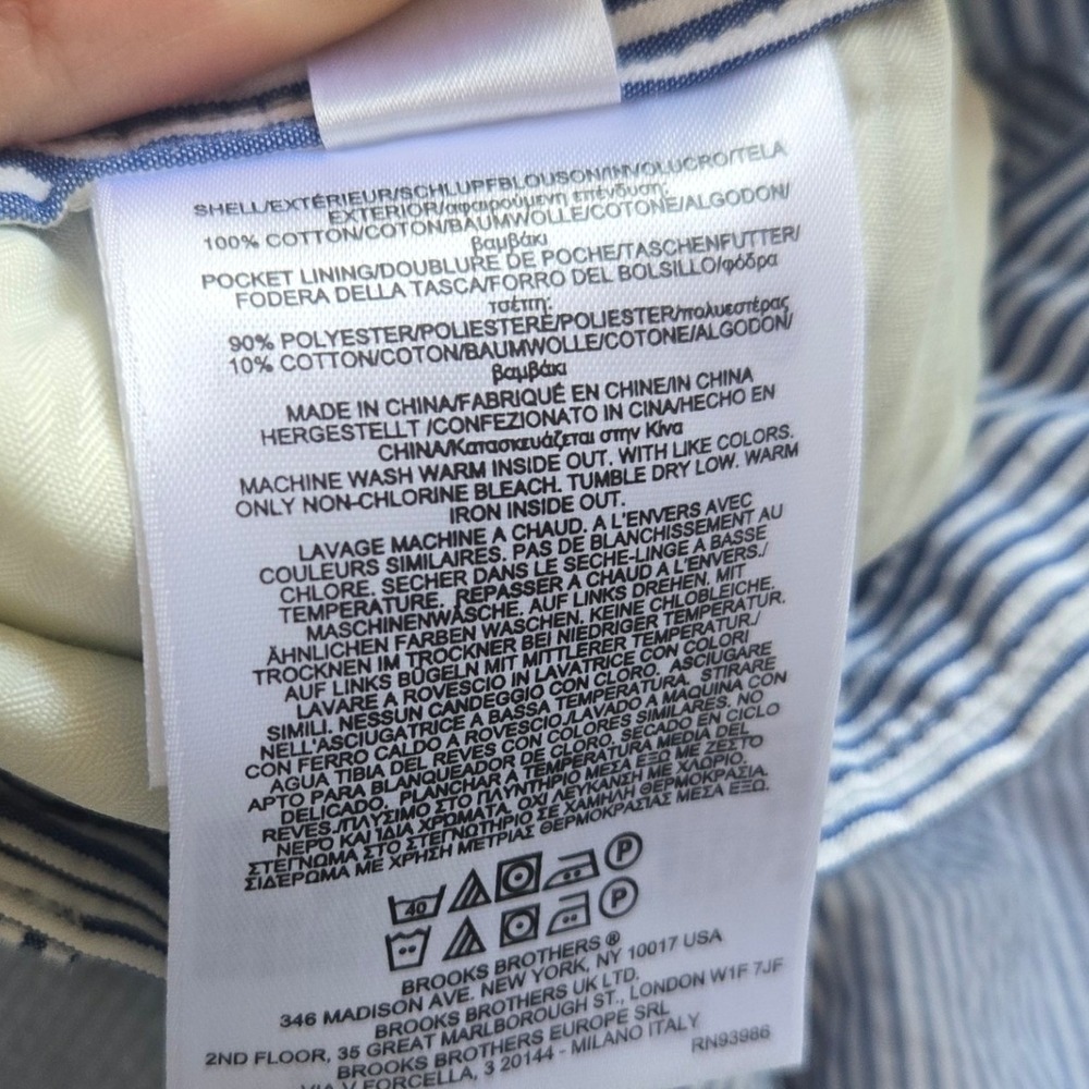Brooks Brothers Mens 42 Seersucker Shorts Blue White Striped Pineapple Cocktail - Picture 5 of 10